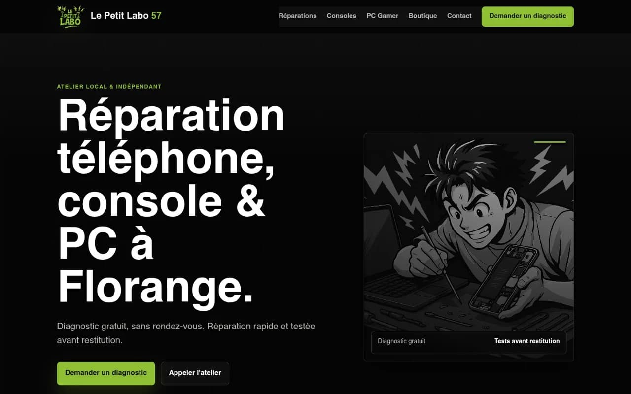 Refonte desktop du site Le Petit Labo 57 réalisée par S2L Com